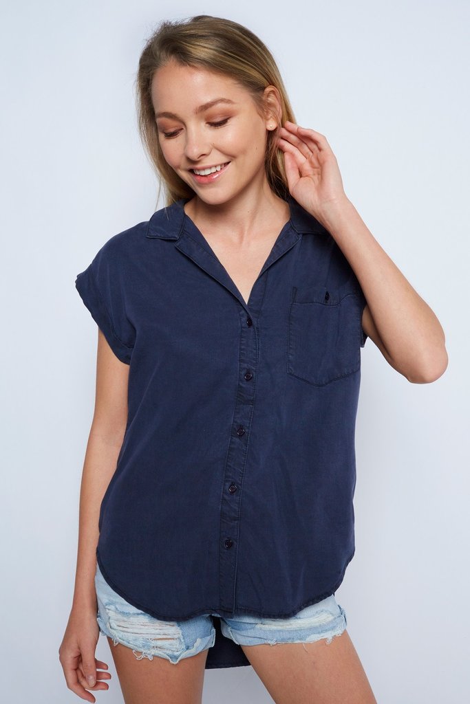 high low button down blouse