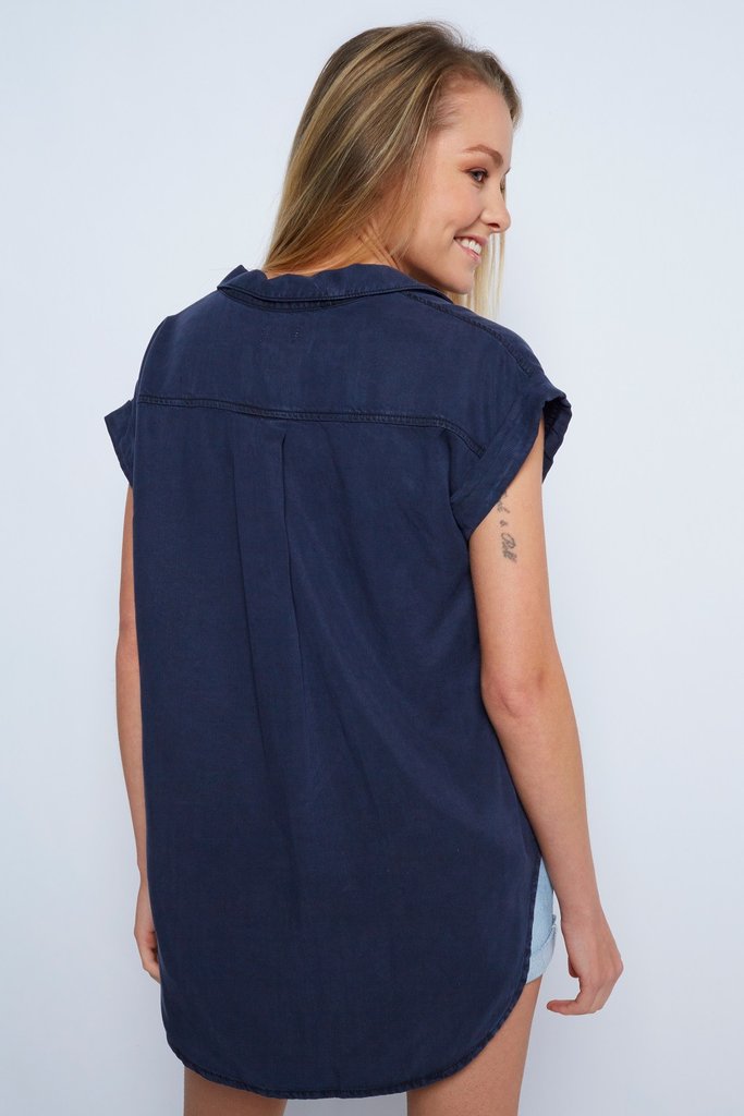 high low button down blouse