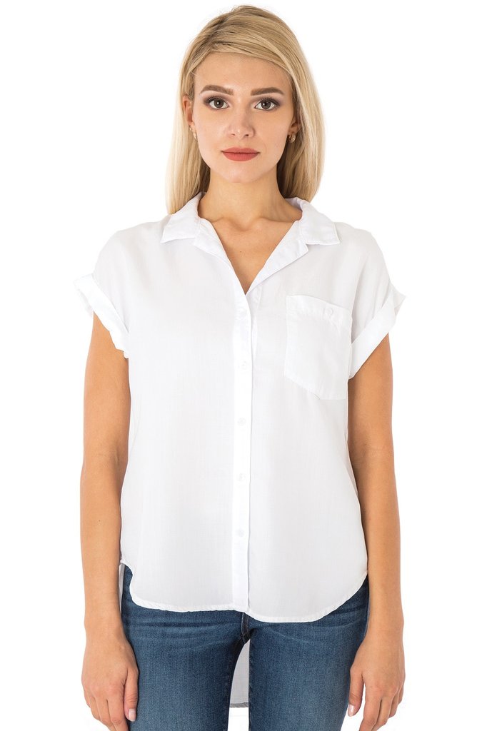high low button down blouse