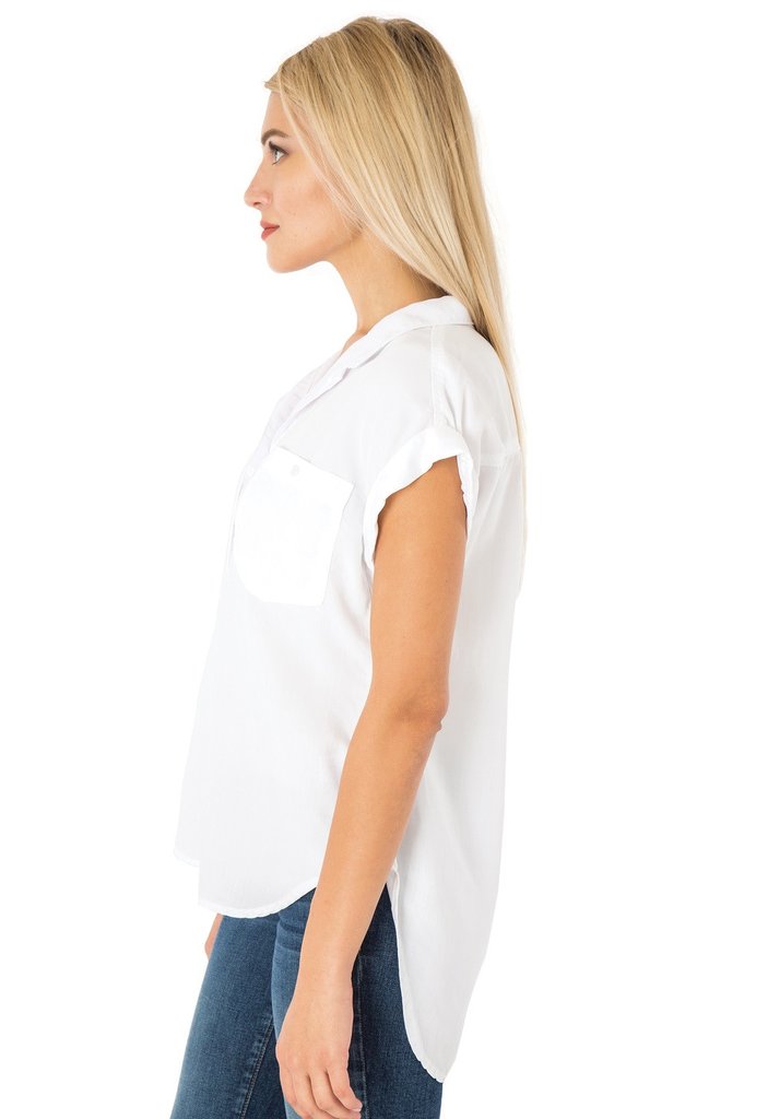 high low button down blouse